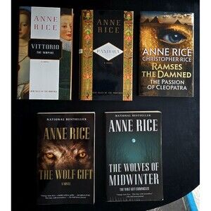 5 Anne Rice Books Viottorio, Pandora Wolf Gift Ramses Wolves Midwinter 2 HD 3 PB